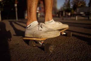 shoes on skateboard
